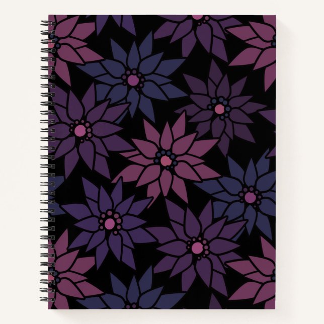 Carnet Fleurs florales Abstraites dessin motif romantique (Devant)
