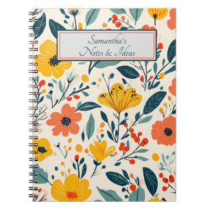 Carnet Fleurs florales colorées à la main
