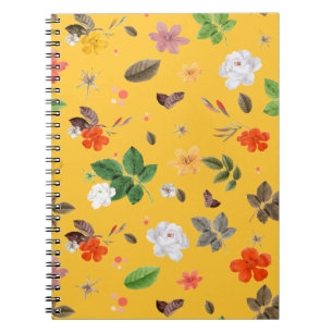 Carnet Fleurs jaunes et roses blanches 10