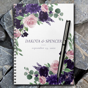 Carnet Fleurs luxuriantes Mariage de roses violettes et