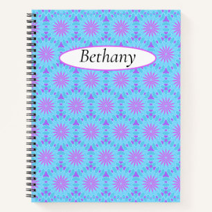 Carnet Fleurs Magenta aux formes bleu ciel et violet
