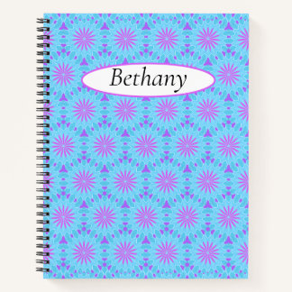 Carnet Fleurs Magenta aux formes bleu ciel et violet
