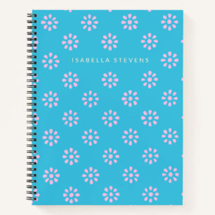 Carnet Fleurs mignonnes en bleu turquoise Personnalisées