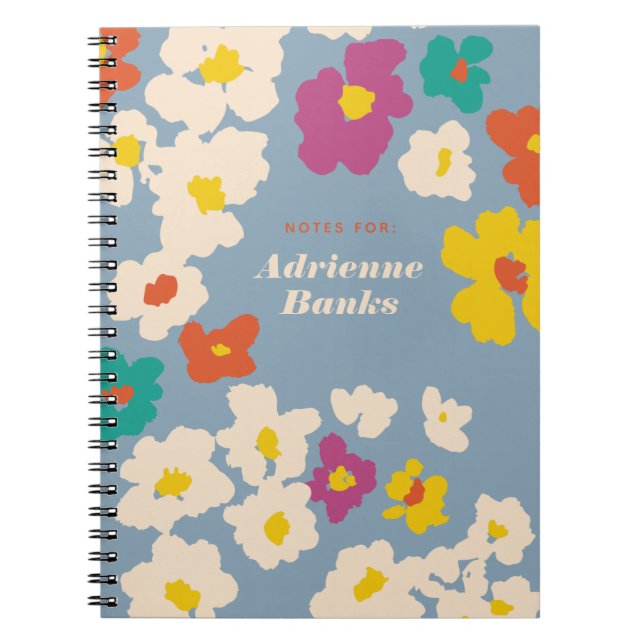 Carnet Fleurs modernes colorées Personnalisées (Devant)