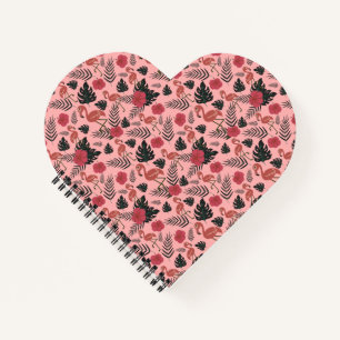 Carnet Fleurs motifs et feuilles flamands roses