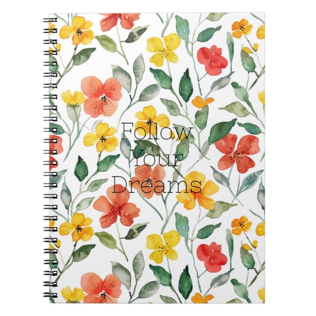 Carnet Fleurs orange jaune  (Devant)