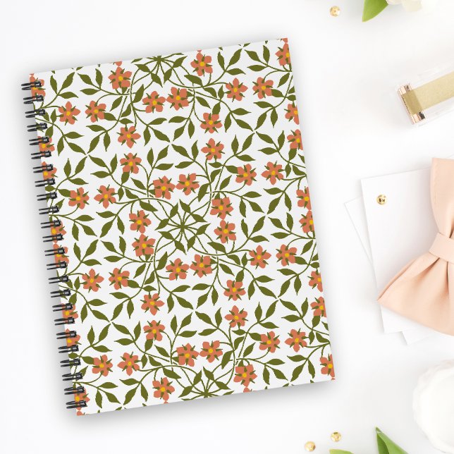 Carnet Fleurs orange, Motif Floral, Verdure, Boho (Créateur téléchargé)