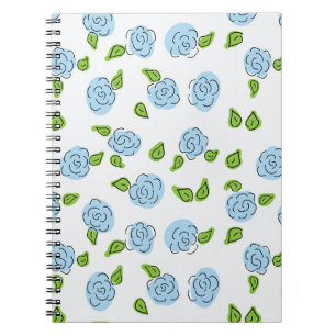 Carnet Fleurs ouvertes bleu clair sur ordinateur portable