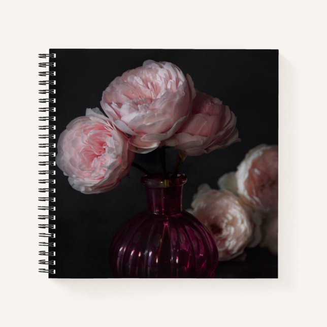 Carnet Fleurs | Pale Pink Peonies dans Vase (Devant)