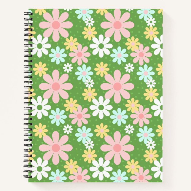 Carnet Fleurs Retro Pastel Daisy avec À petits pois (Devant)