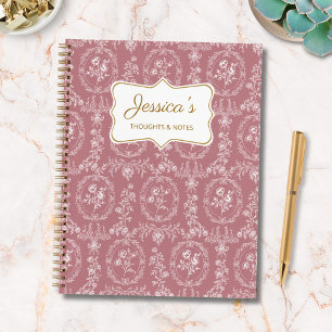 Carnet Fleurs Rococo Vintage Nom Personnalisé Floral