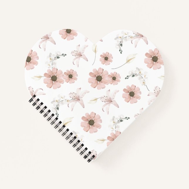 Carnet Fleurs roses aquarelle Art (Devant)