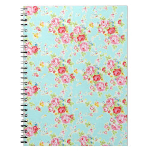 Carnet Fleurs roses minables bleues de roses floraux
