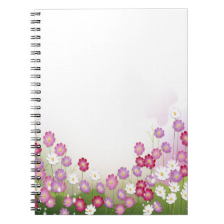 Carnet Fleurs roses, pourpres et blanches