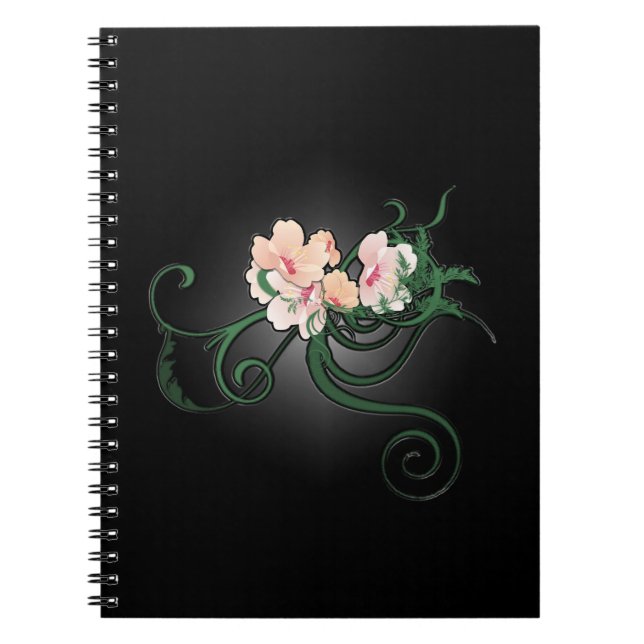 Carnet Fleurs roses sur un Arrière - plan noir (Devant)