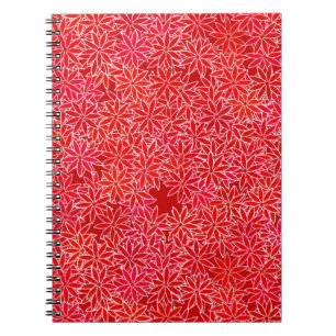 Carnet Fleurs rouges et coralliennes, arrière - plan roug
