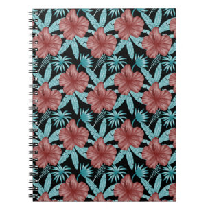 Carnet Fleurs rouges tropicales sans coutures motif et fe