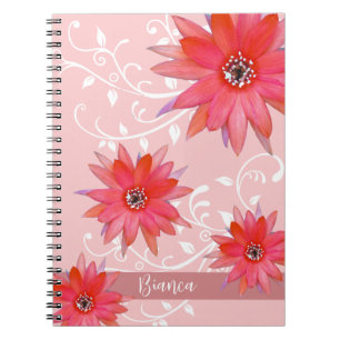 Carnet Fleurs rouges Whimsical Feuilles Tourbillonnant Aj