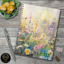 Fleurs sauvages à l'aquarelle Nom minimaliste 