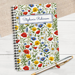 Carnet Fleurs sauvages colorés Beau Floral Personnalisé