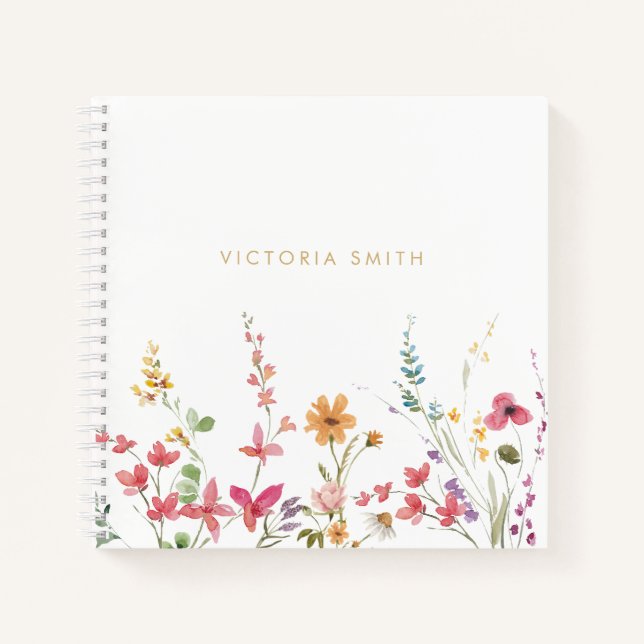 Carnet Fleurs sauvages de champ aquarelle, notes de monta (Devant)