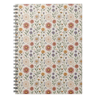 Carnet Fleurs sauvages dessinées à la main en patchwork s