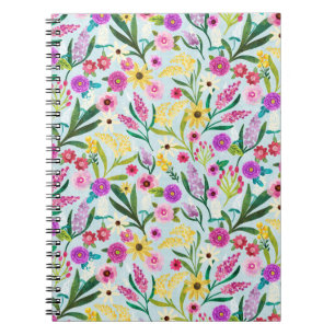 Carnet Fleurs sauvages d'été rose violet et jaune