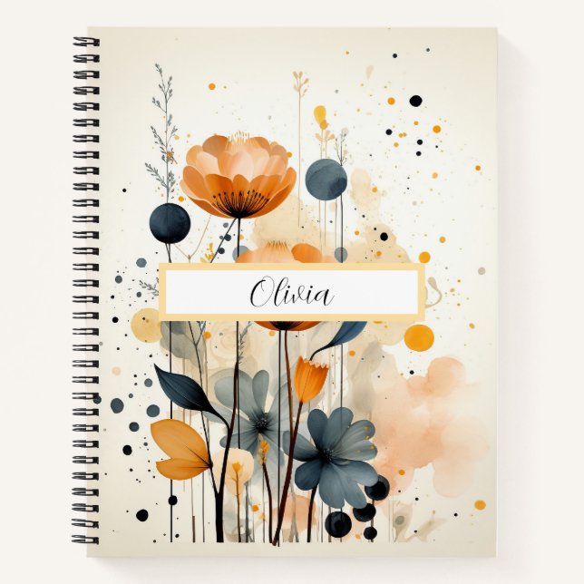 Carnet Fleurs sauvages et notes de feuillage aquar (Devant)