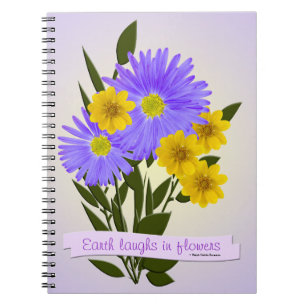 Carnet Fleurs sauvages pourpres et jaunes Personnalisés