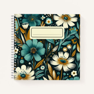Carnet Fleurs sauvages turquoises et oiseaux - Vibes d'ar