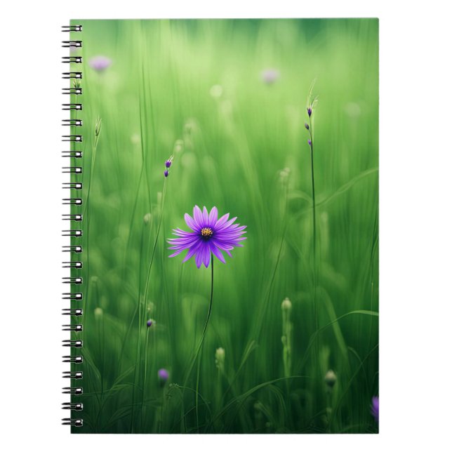Carnet Fleurs sauvages Violets En Terrain Vert (Devant)