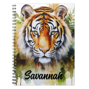 Carnet Fleurs Tiger Pastel Safari Aquarelle Savannah