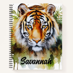 Carnet Fleurs Tiger Pastel Safari Aquarelle Savannah