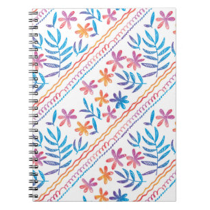 Carnet Fleurs tropicales dessinées à la main, motif feuil