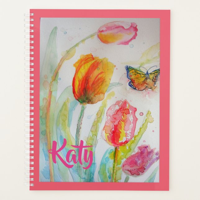 Carnet Fleurs Tulipes Tulipe Rose Planificateur (Devant)