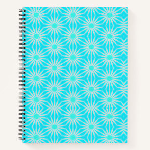 Carnet Fleurs turquoise, aigue-marine et grises avec du c