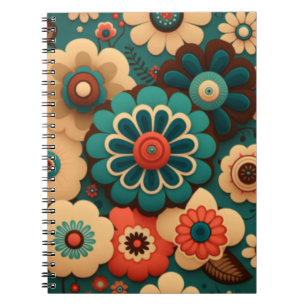 Carnet Fleurs vintages rétro colorées