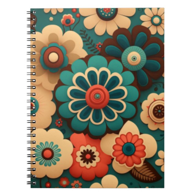 Carnet Fleurs vintages rétro colorées (Devant)