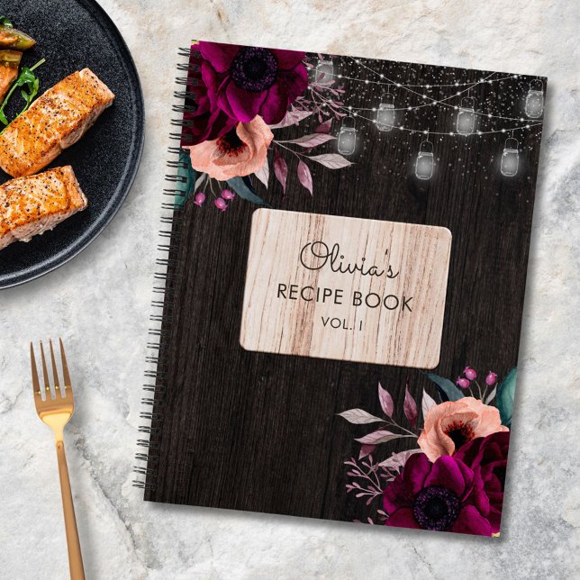 Carnet Fleurs violettes rustiques Bois Clair Recette Livr (In situ)