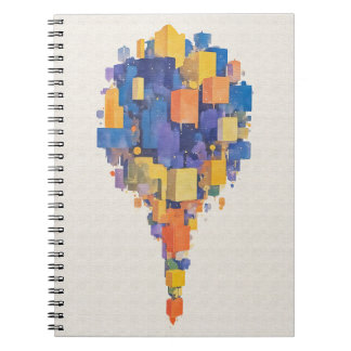 Carnet Floating Abstract City Cubes Watercolor Geometric