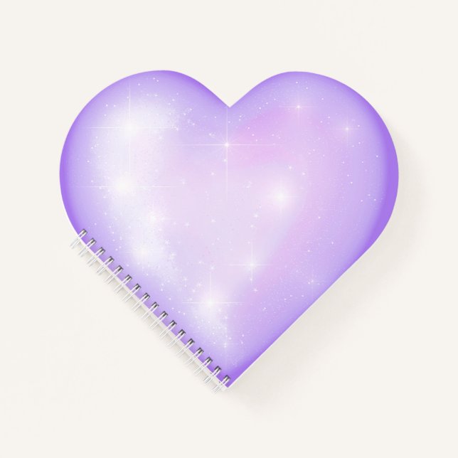 Carnet flocon de neige violet clair et coeur étincelant (Devant)