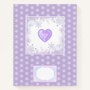 Carnet flocon de neige violet clair et coeur étincelant