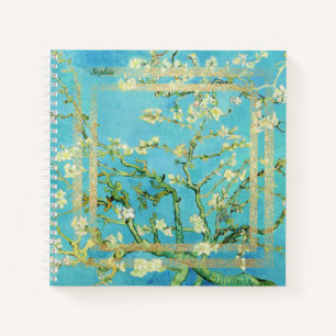 Carnet Floraison d'amande Van Gogh avec poussière d'or