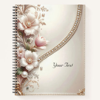 Carnet Floral and Pearl Embellishments Notebook