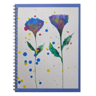 Carnet Floral Aquarelle Bleue