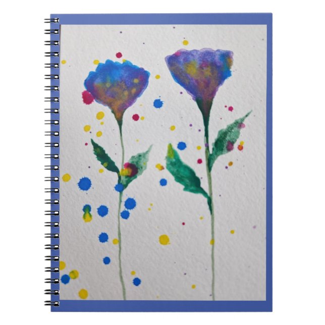 Carnet Floral Aquarelle Bleue (Devant)