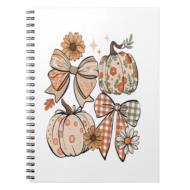 Carnet Floral Automne Citrouille Coquette Boho Fall Bow (Devant)