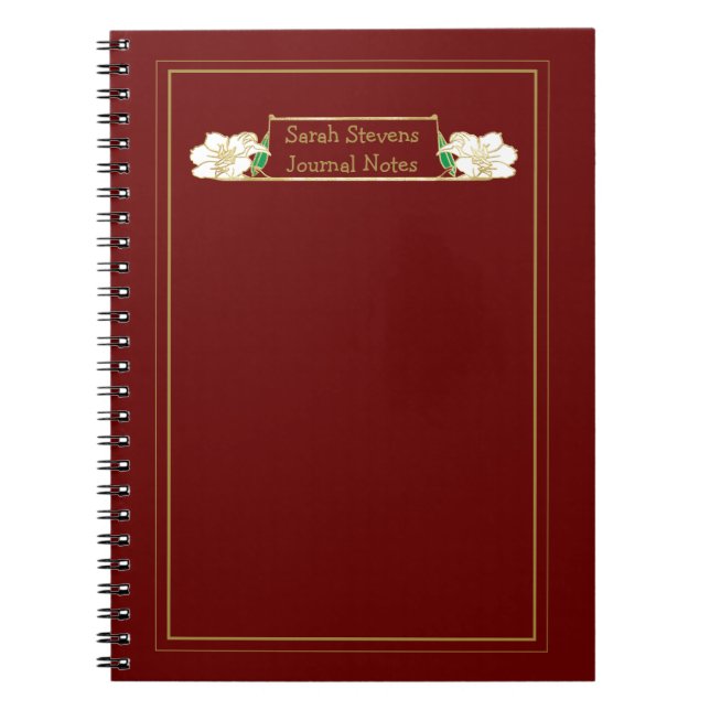 Carnet Floral Blanc Orné Or (Devant)