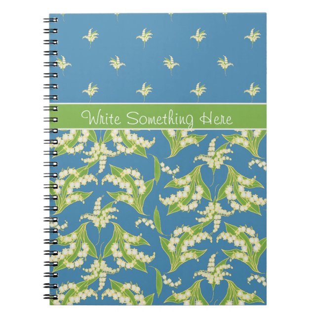 Carnet floral bleu chic Lily-of-the-Vally (Devant)