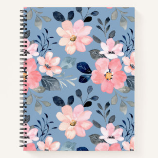 Carnet Floral bleu et rose